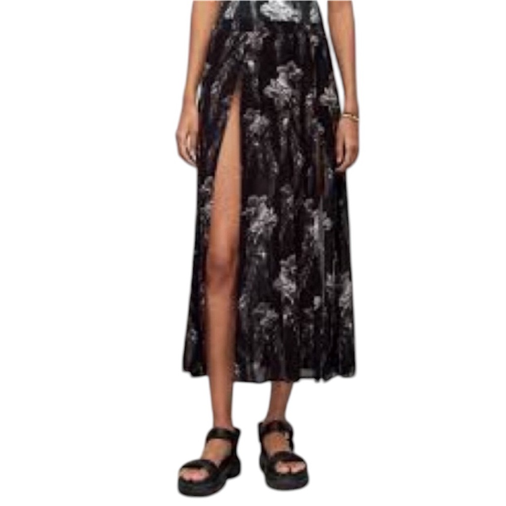 🆕 AllSAINTS Cari Mia Swim Cover Up Maxi Skirt Resortwear Semi Sheer Size 8 Black